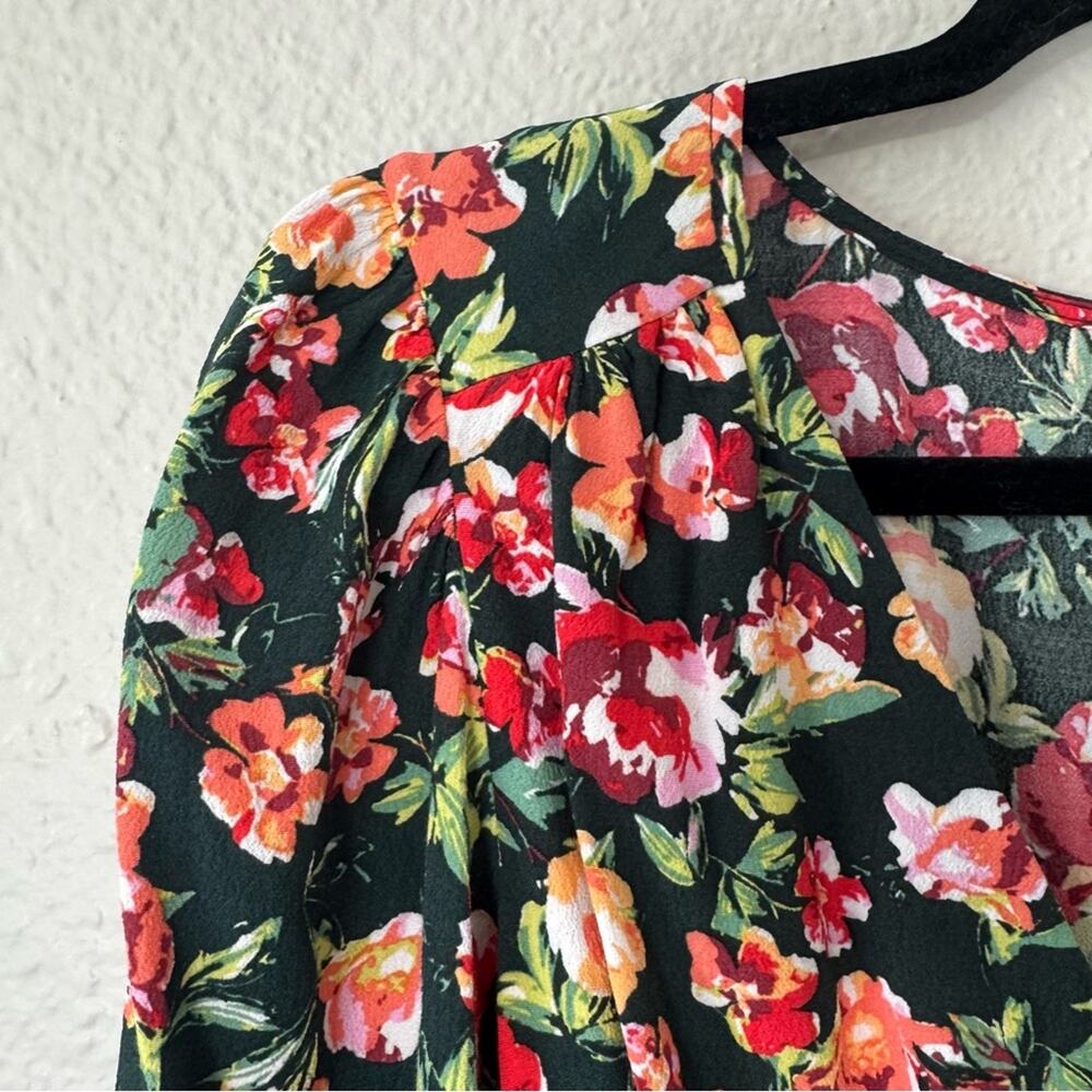 Leith Nordstrom Green & Pink Floral Midi Dress Size Small - Picture 5 of 7